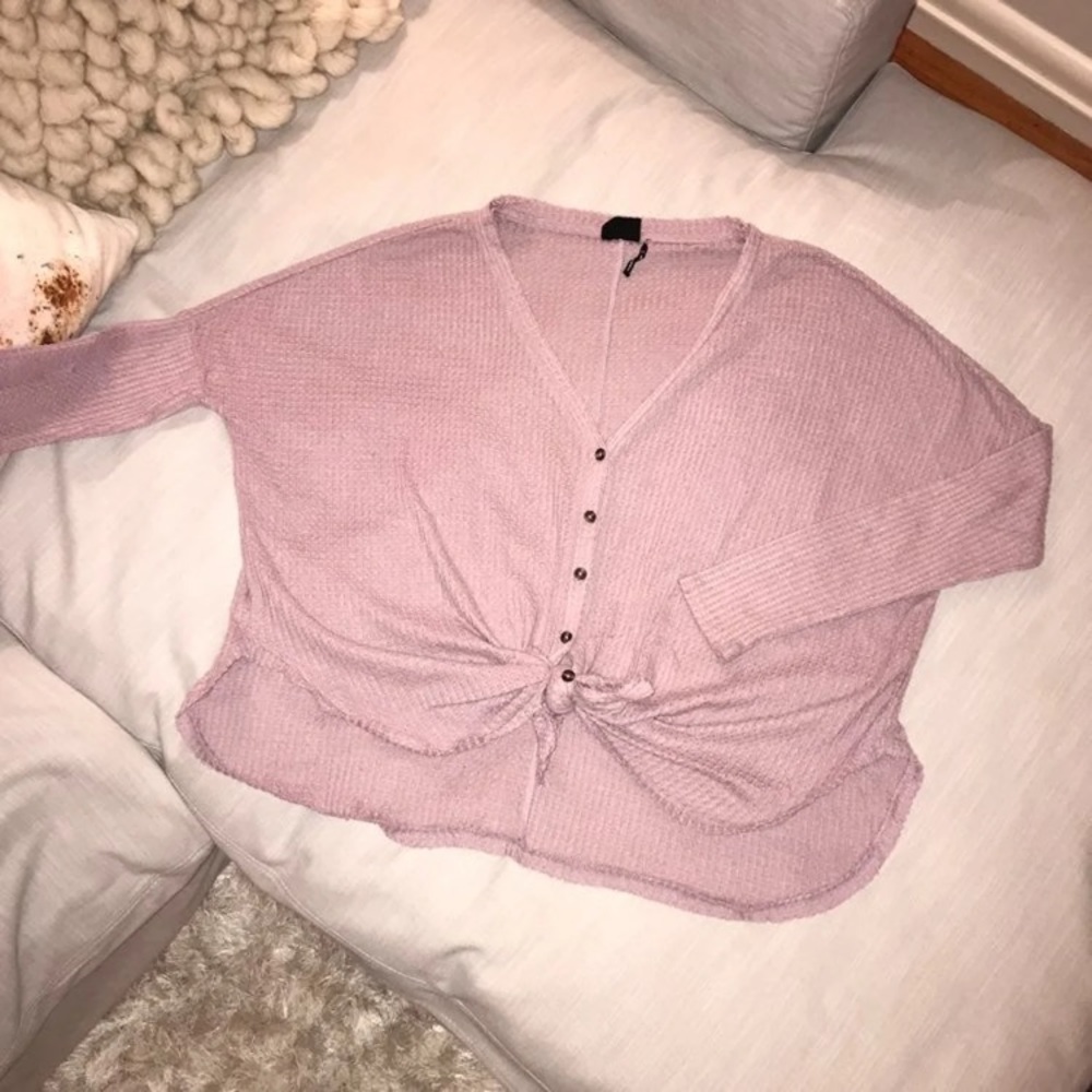 UO Oversized Jojo Thermal Button Tie Top